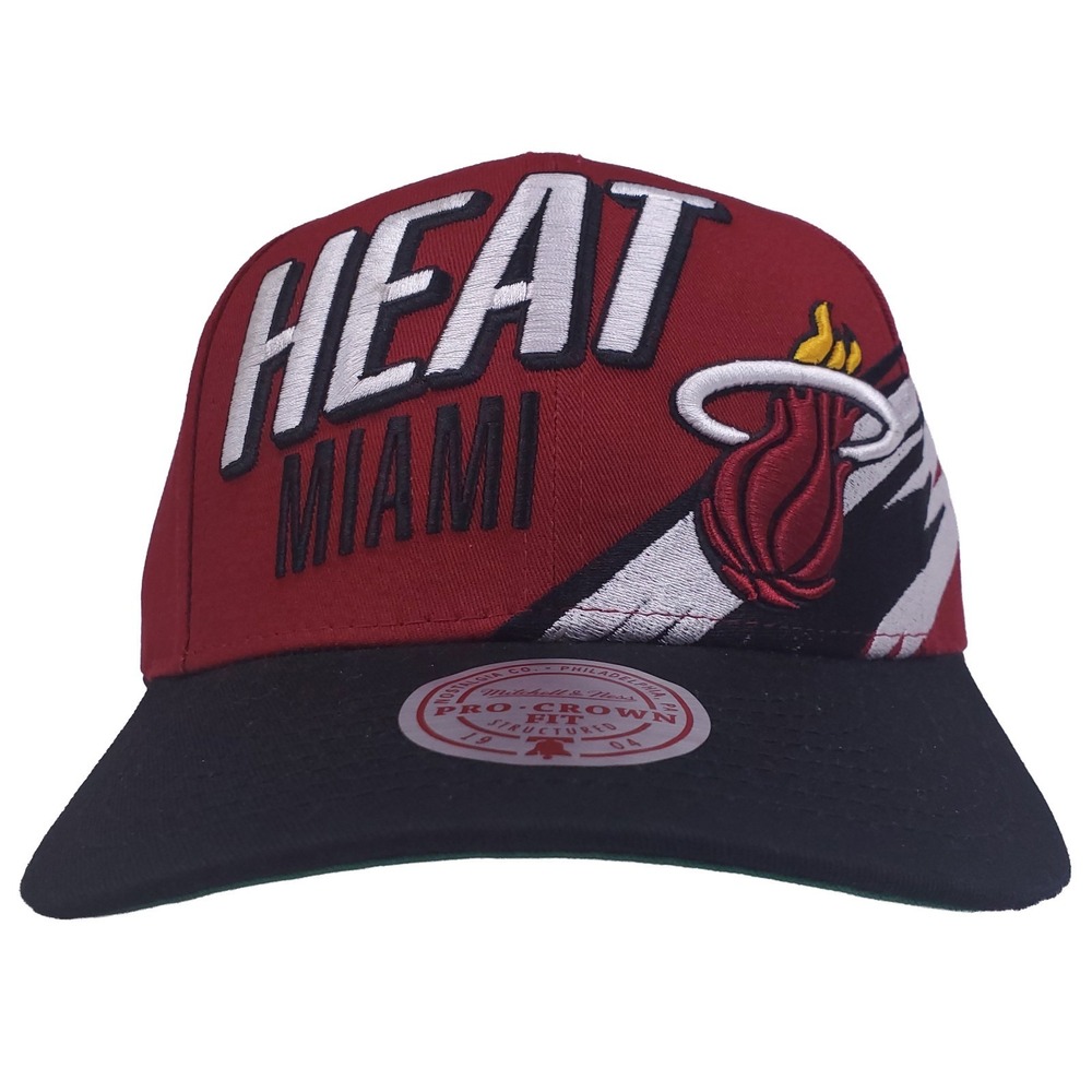 Miami Heat Mitchell & Ness NBA Pro Fit Snapback Hat Cap 3D Logo Zoom Art NWT